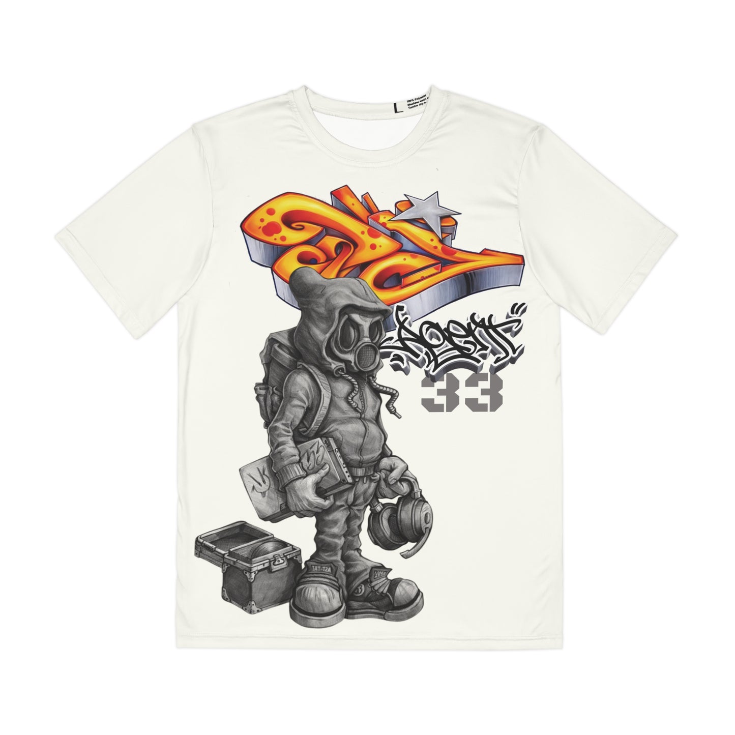 Agent33 Streetwear Tee — Urban Graffiti Gas Mask Character Shirt