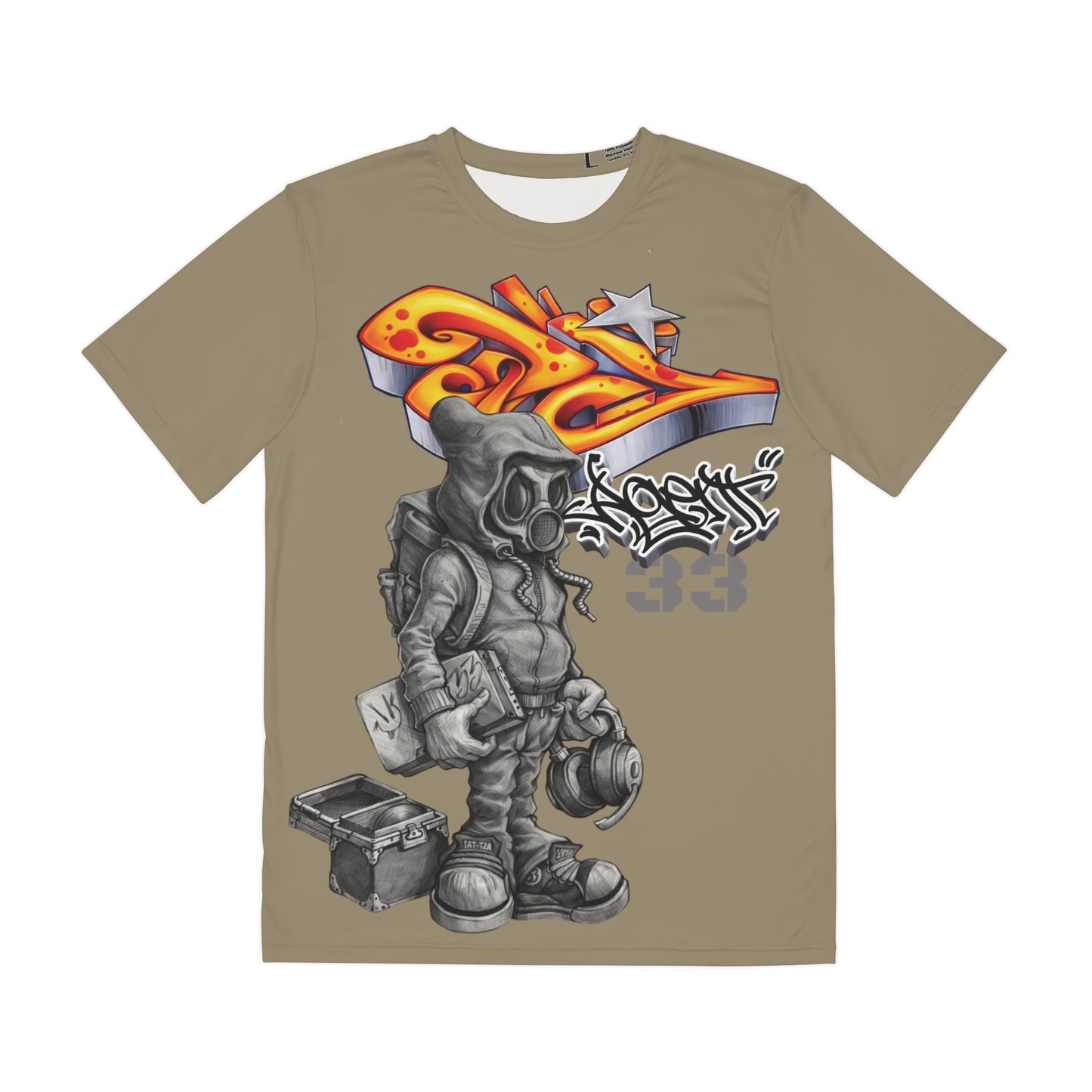 Agent33 Streetwear Tee — Urban Graffiti Gas Mask Character Shirt