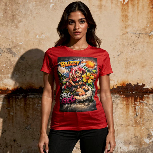 Agent33 Buzz! Fly Girl Graphic Tee — Streetwear Bee Cartoon T-Shirt