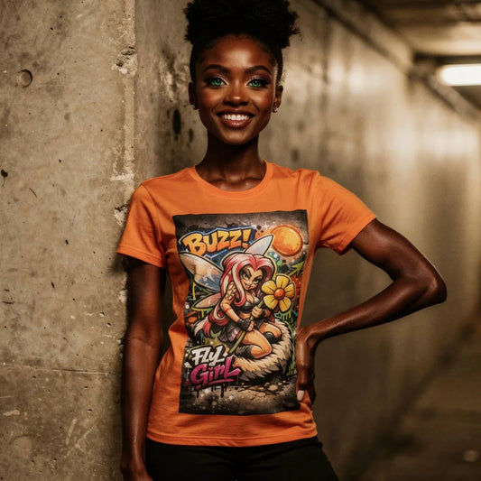 Agent33 Buzz! Fly Girl Graphic Tee — Streetwear Bee Cartoon T-Shirt